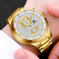 business luxury two eye calendar roman scale dial steel belt mens quartz wrist watch elite men must relogio masculino