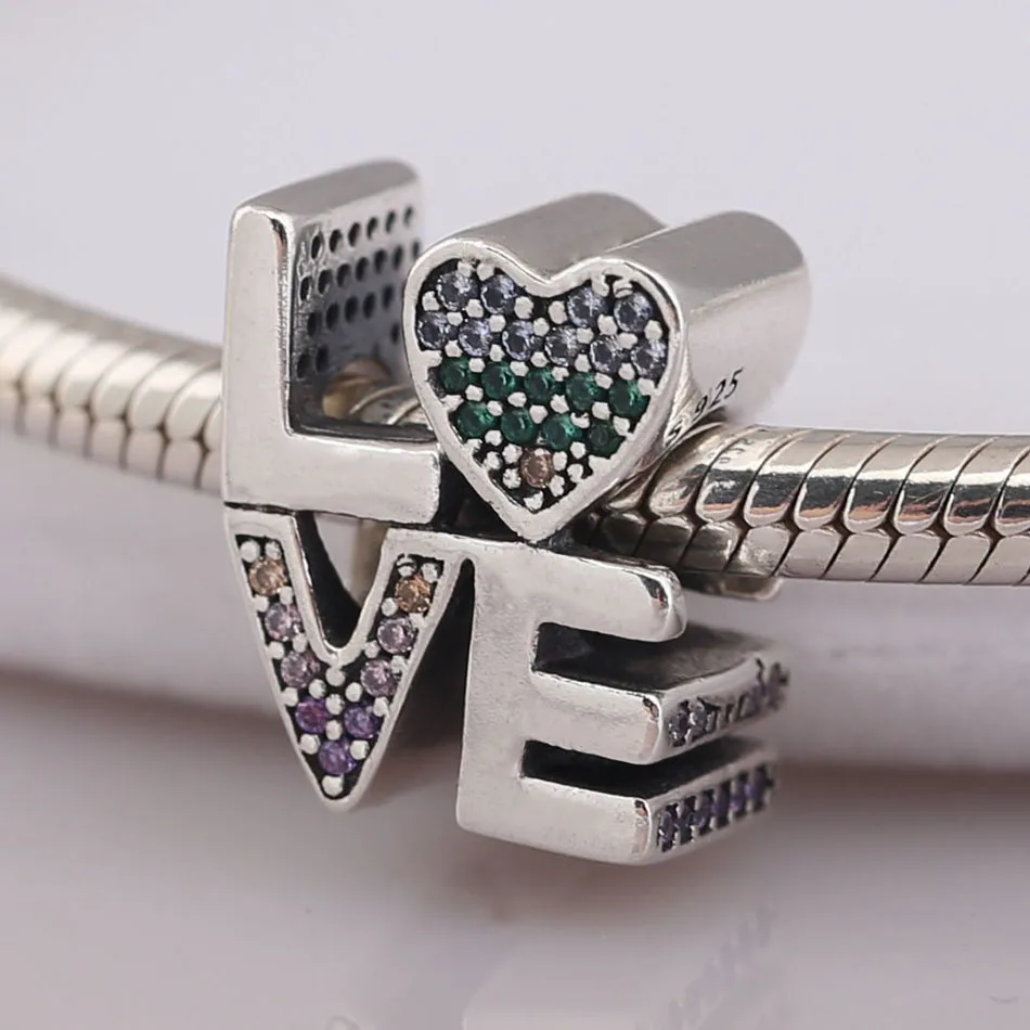 Аутентичные бусины S925 DIY Ювелирные изделия Разноцветные Подвески Love подходят для