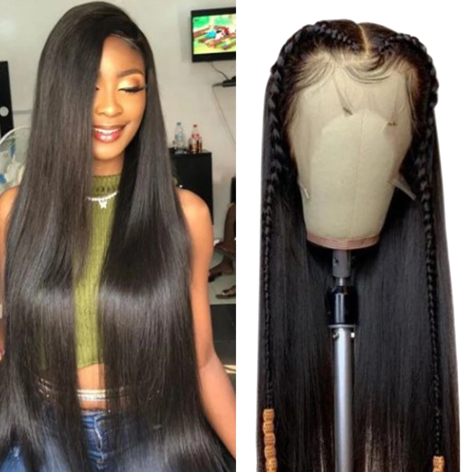 

Long Lace Front Wigs Pre Plucked Heat Resistant Fiber Wigs Glueless Hair