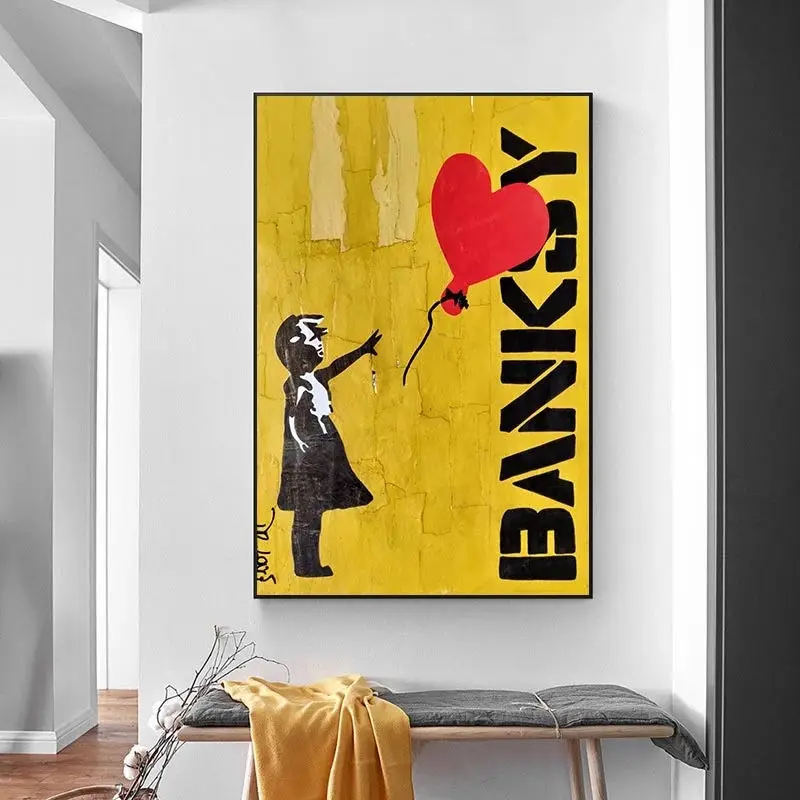 

Graffiti Art Love Hearts Banksy Canvas Painting Abstract Posters Prints Wall Art Pictures for Living Room Cuadros Decor Unframed