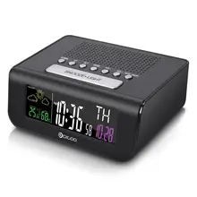 Digoo DG-FR100, беспроводные fm-радио часы, цифровой Повтор, будильник, двойной будильник, погода, календарь, температура, влажность Digoo DG-FR100, беспроводные fm-радио часы, цифровой Повтор, будильник, двойной будильник, погода, календарь, температура, влажность