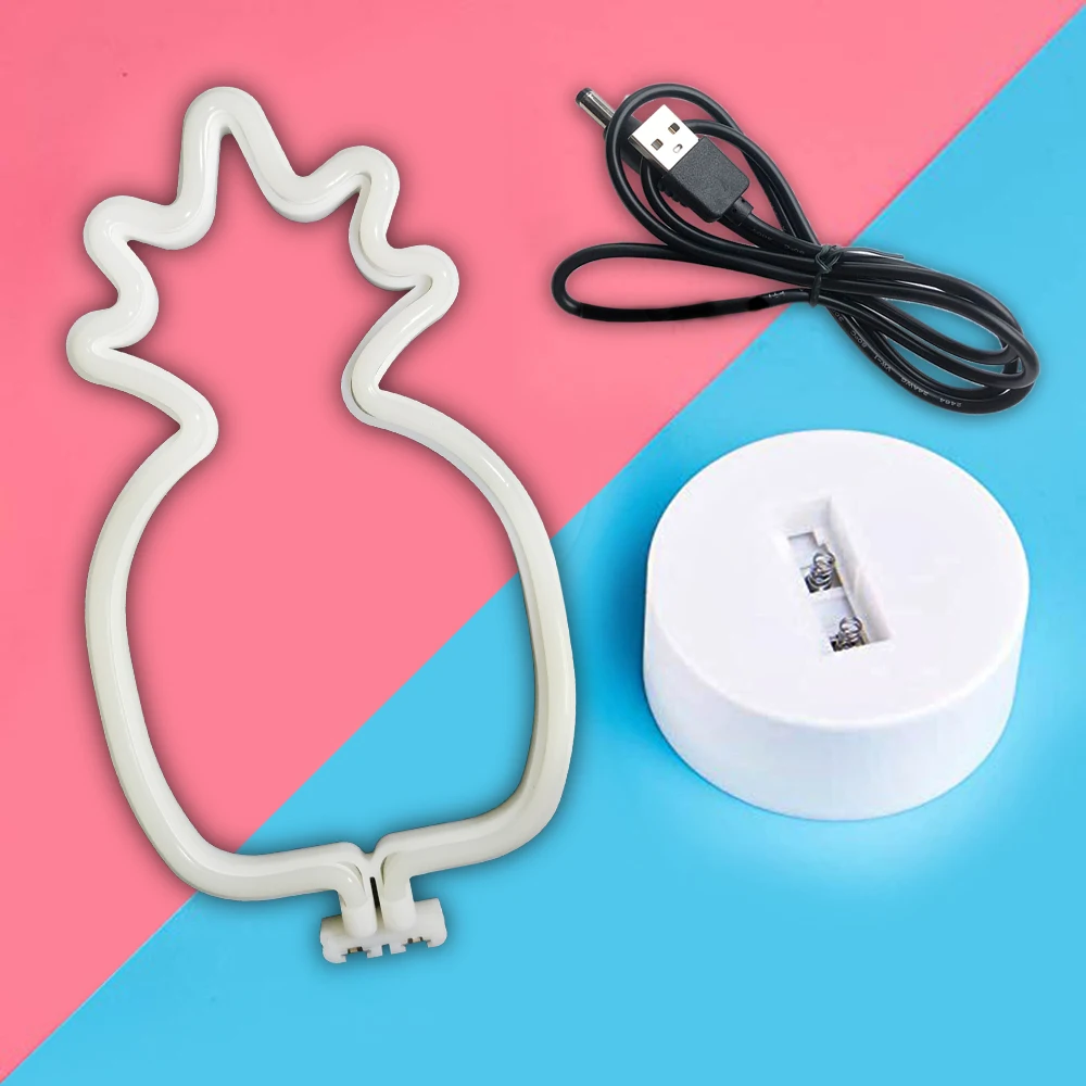 Креативный неоновый светодиодный ночник с зеленым ананасом для детской комнаты