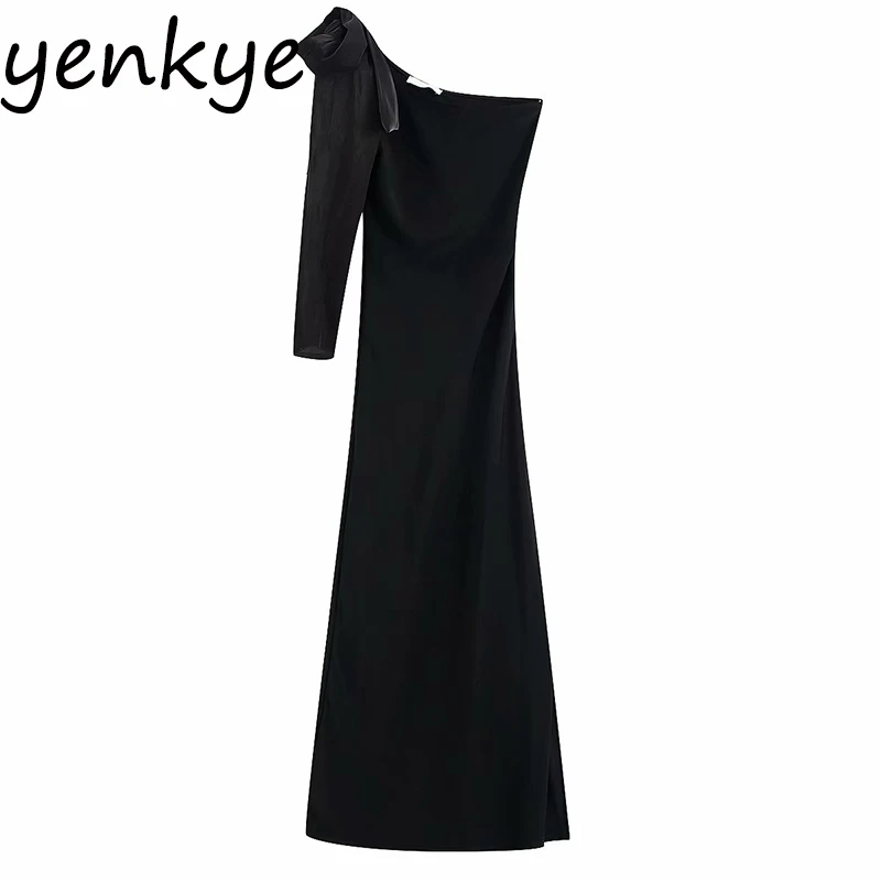 Элегантное женское асимметричное атласное длинное платье макси винтажное