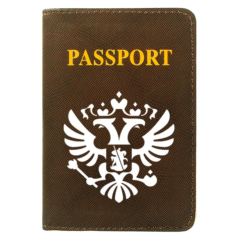 

Classic USSR Double-head Eagle Printing Women Men Passport Cover Travel ID Credit Card Holder Pocket Wallet Bags