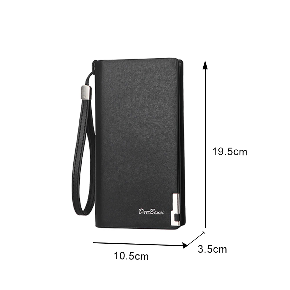

Fashion Business Men's Wallets Solid PU Leather Long Wallet Portable Cash Purses Casual Standard Wallets Male Clutch Bags 2020
