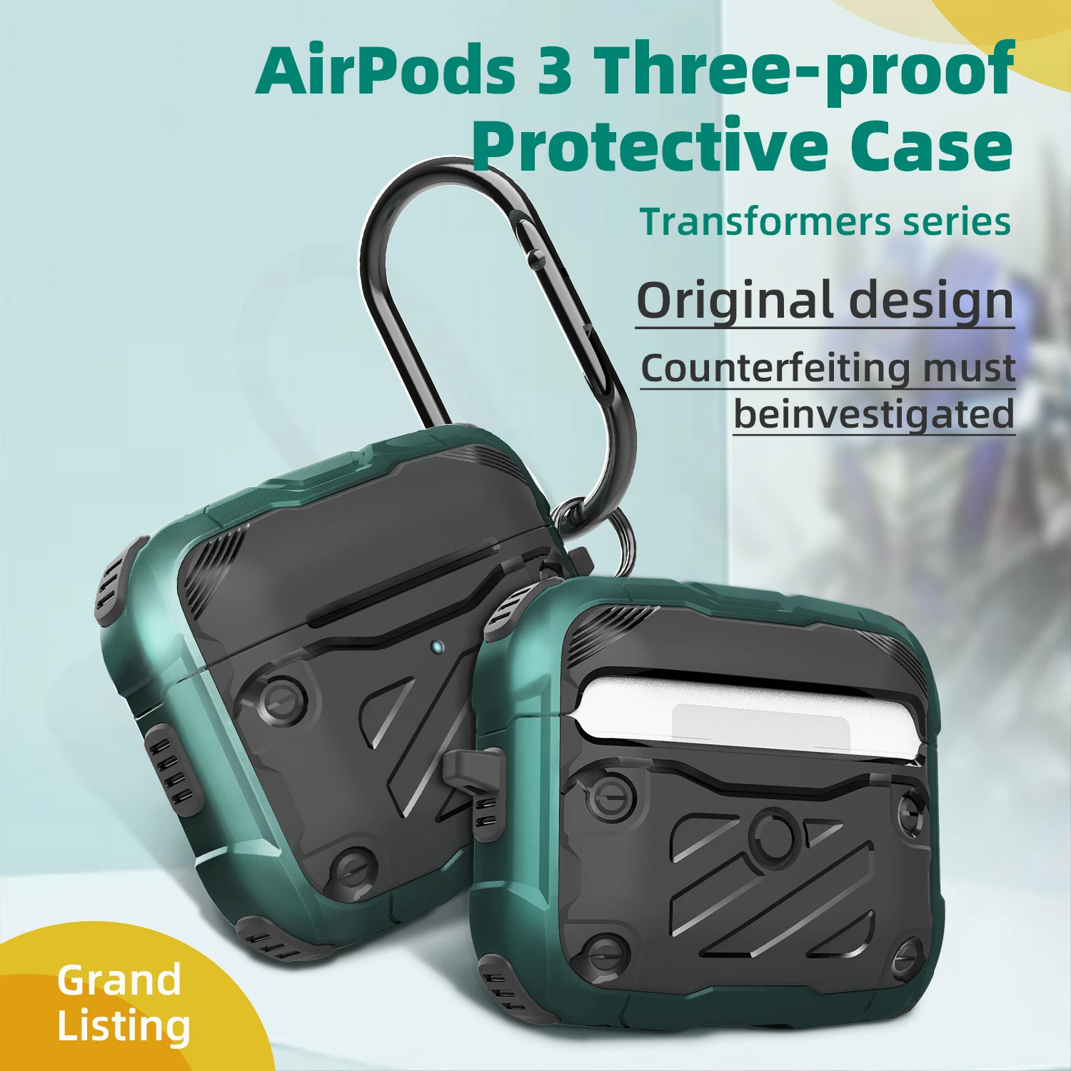 

2021 Luxury Earphone Case for Airpods 3 Case Silicon TPU Shockproof Protective Cover with Keychain for AirPods 3 Earphone