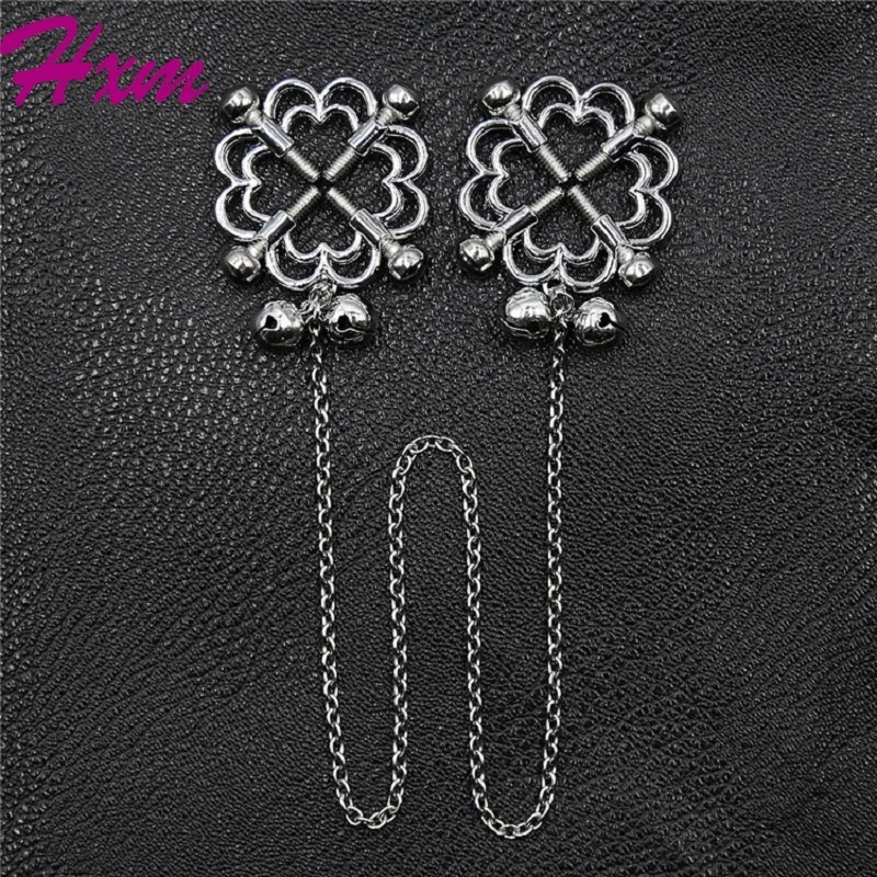 

1Pair Metal Bondage Nipple Clamps Chain Nipple Clips Labia Clamps Slave BDSM Women Toys Adult Sex Games Breast Clover Clamps s&m
