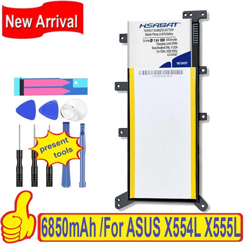 Аккумулятор HSABAT 6850 мАч для ASUS X554L X555L X555LB X555LN X555 X555LD X555LP F555A F555U W519L F555UA VM 100%