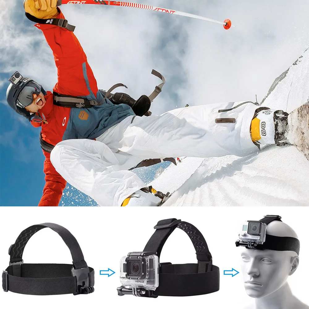 Эластичный регулируемый ремень для крепления на голову Gopro Hero 8 7 6 5 Black Xiaomi Yi 4K экшн