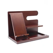 Walnut Wood Phone Stand Charging Dock Station Mobile Phone Desk Holder Wooden Watch Organizer Rack For Apple Watch For iphone