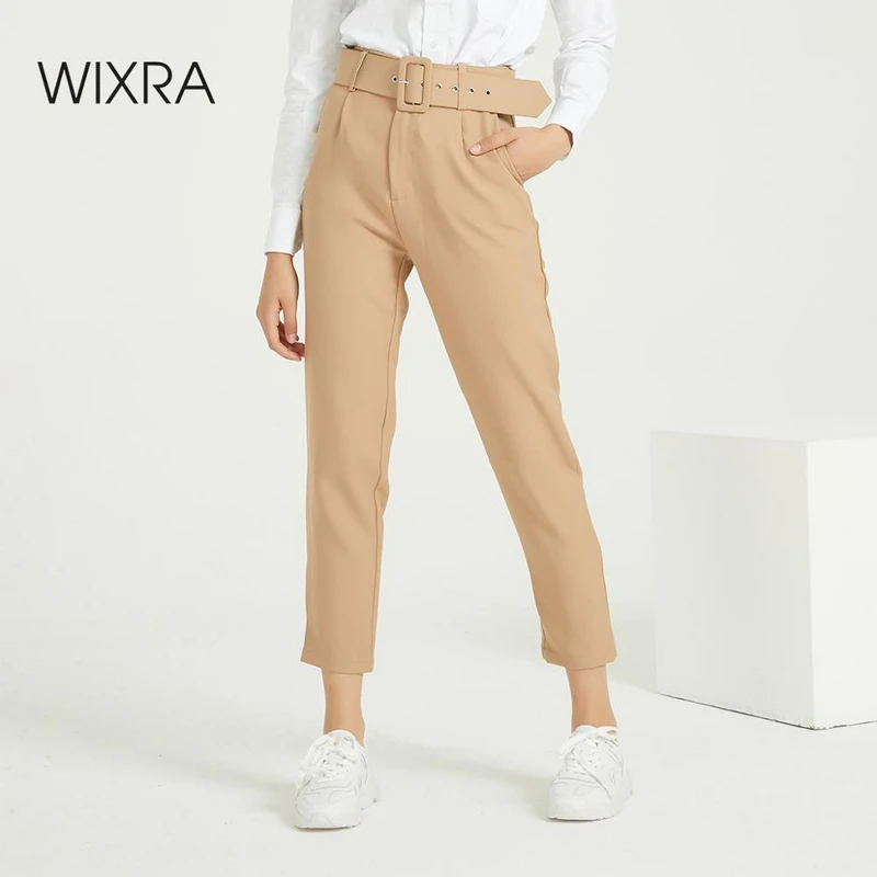 Wixra женский костюм брюки с поясом женские повседневные штаны офисная одежда