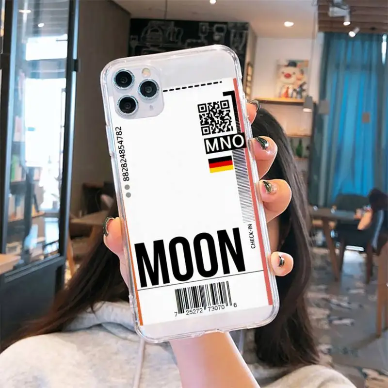 

Air ticket travel plane Phone Case Transparent soft For iphone 5 6 7 8 11 12 s c se plus mini x xs xr pro max cover shell funda