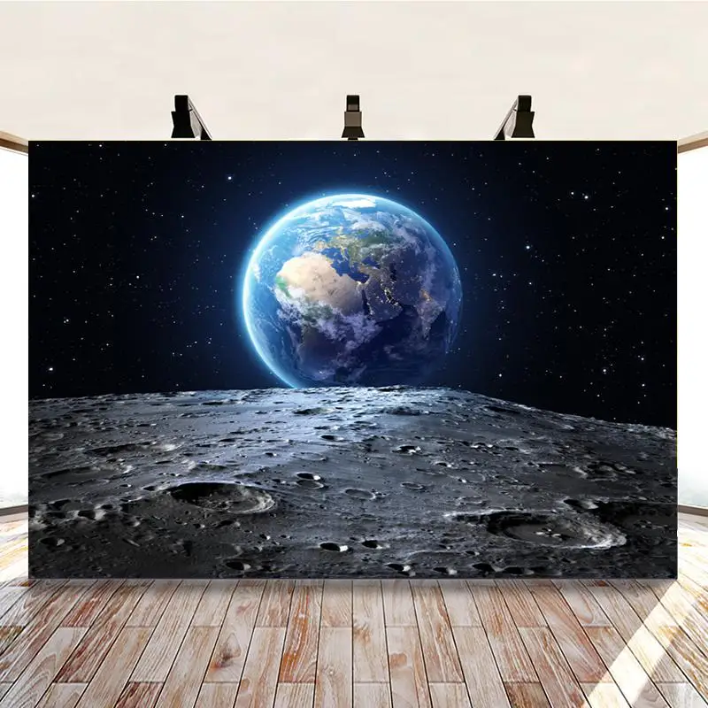 

Фон для студийной фотосъемки с изображением Луны синей земли и научной фантастики