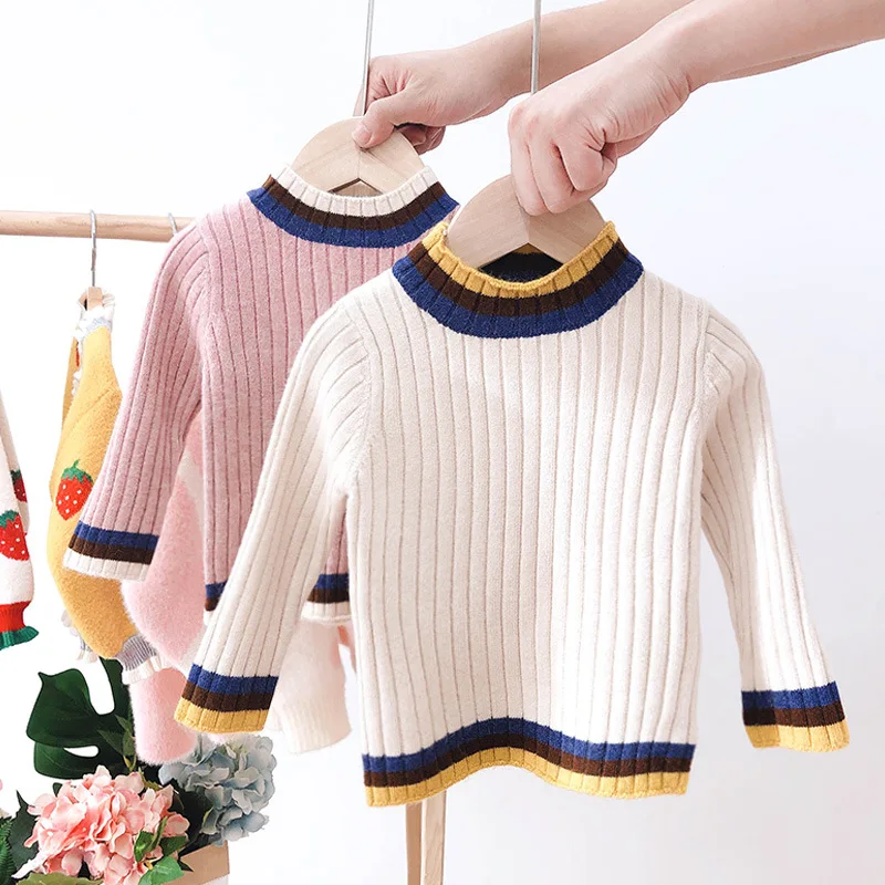 Новинка 2019 года вязаный свитер в рубчик для маленьких девочек и мальчиков сезон