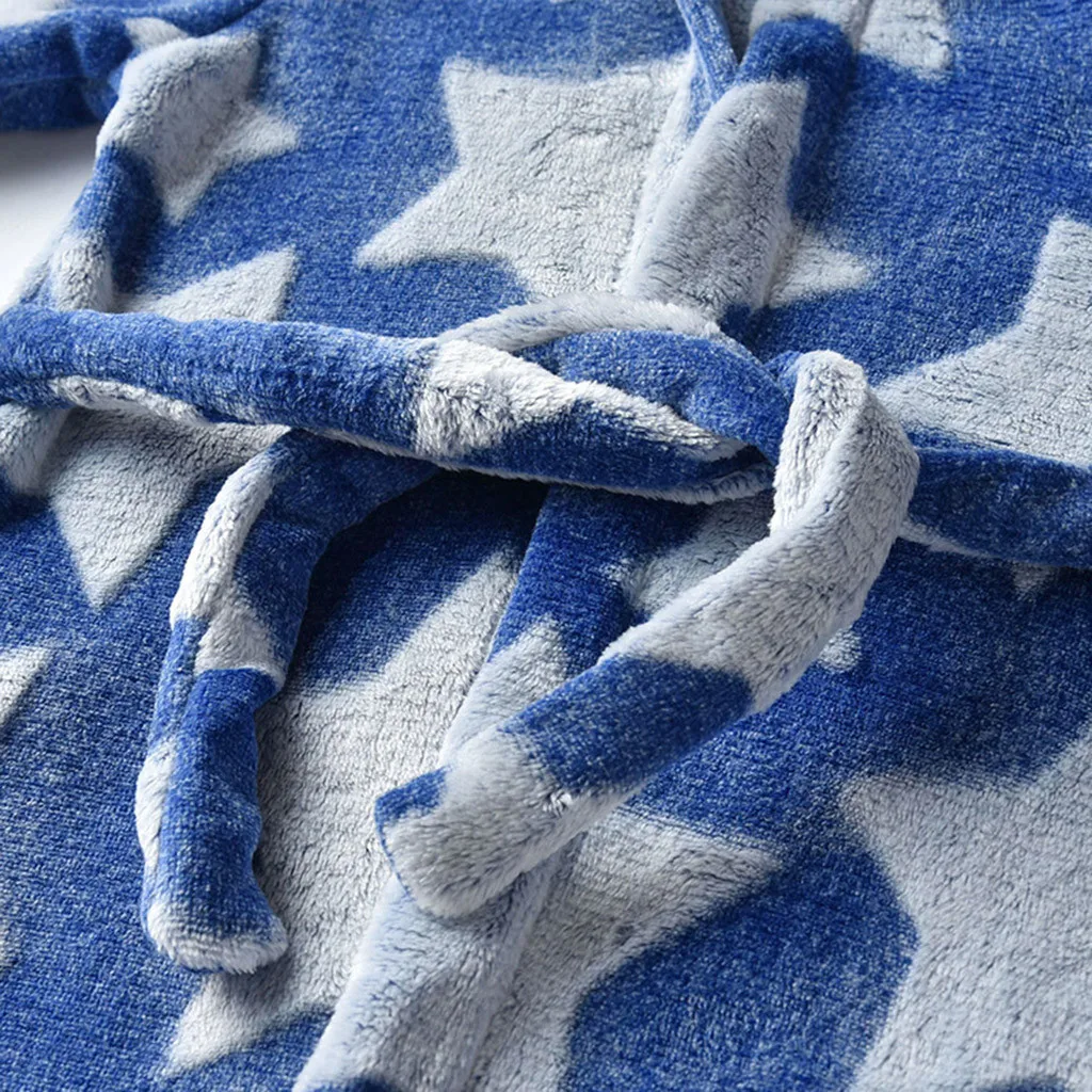 Toddler Kids Boys Girls Flannel Bathrobes Robes Towel Night-gown Sleepwear Star Hooded Children Kid Bath Robes Pajamas Sleepwear