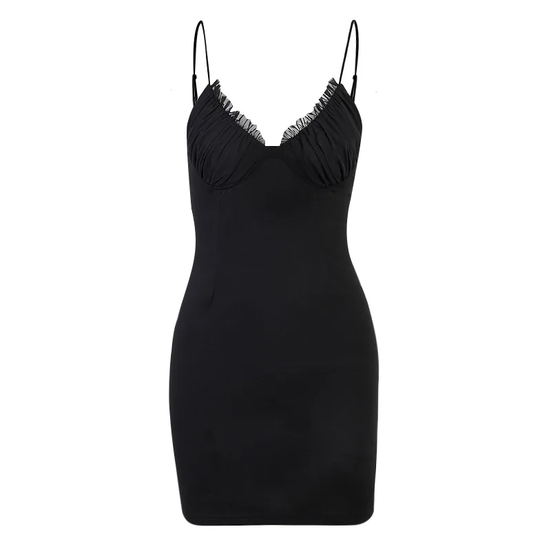 

LeanFun Dress Solid color Sexy Dresses Shirt Women Maxi Silk Summer 2021 Black Fashion French for Girls Special