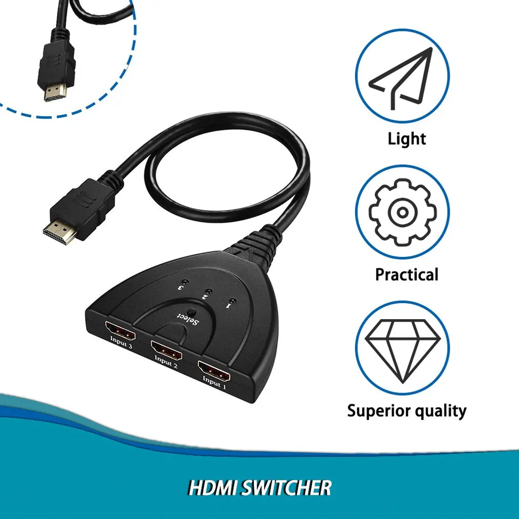 Мини 3 порта Переходник HDMI разветвитель Кабель 1.4b 4K * 2K 1080P Коммутатор