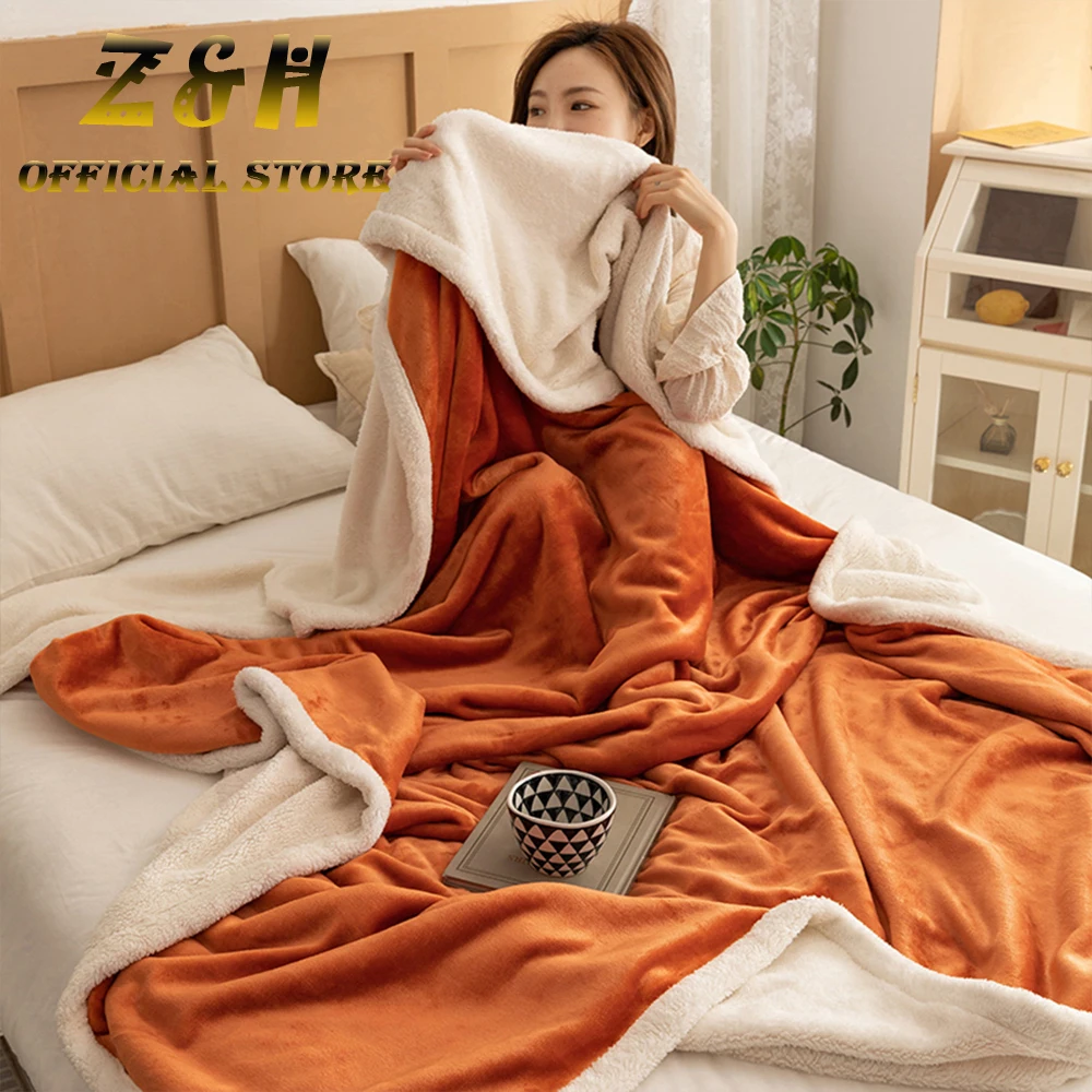 

Luxury Flannel Solid Color Blanket Thickening Warm Super Soft Multifunctional Blanket High Quality Decorative Throw Blanket