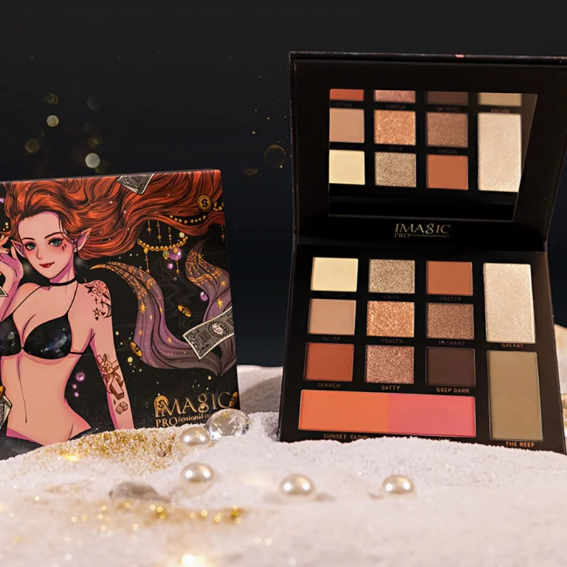 

Charming 9-Color Eyeshadow Matte Pearlescent Mixed Disc High-gloss Blush Repair Mermaid Palette Professional Makeup Palette