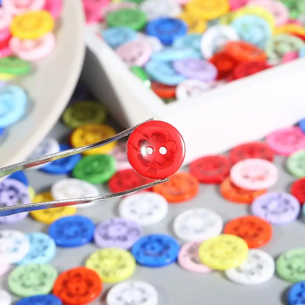 100Pcs 14mm transparent mixed flowers shape Dyed Resin buttons coat boots sewing tool clothes accessories decoration 2-holes diy | Дом и сад