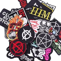 metal bands patch sewing applique diy iron on patches on clothes hippie rock embroidery patch stripes punk clothing sticker