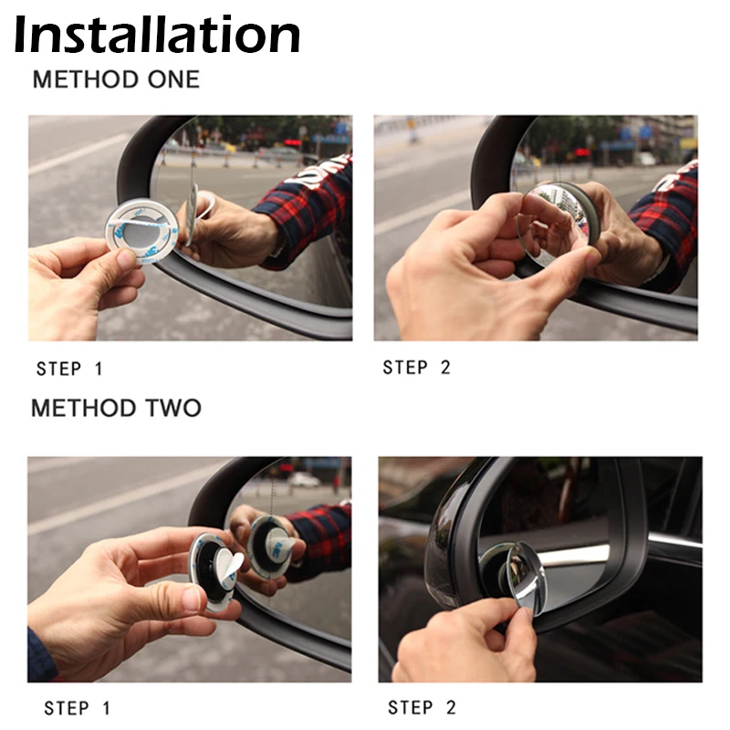 

2Pcs 360 Degree HD Blind Spot Car Parking Mirror Car Reverse Frameless Adjustable Wide Angle Round Convex Rear View Mirror