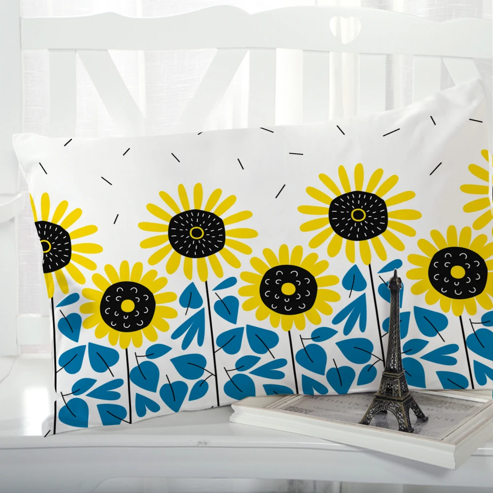 

1pc Pillow cover Pillow case Luxury Bedding Pillowcase Pillowcovers decorative Customizable size 3D Print Flowers Sunflower