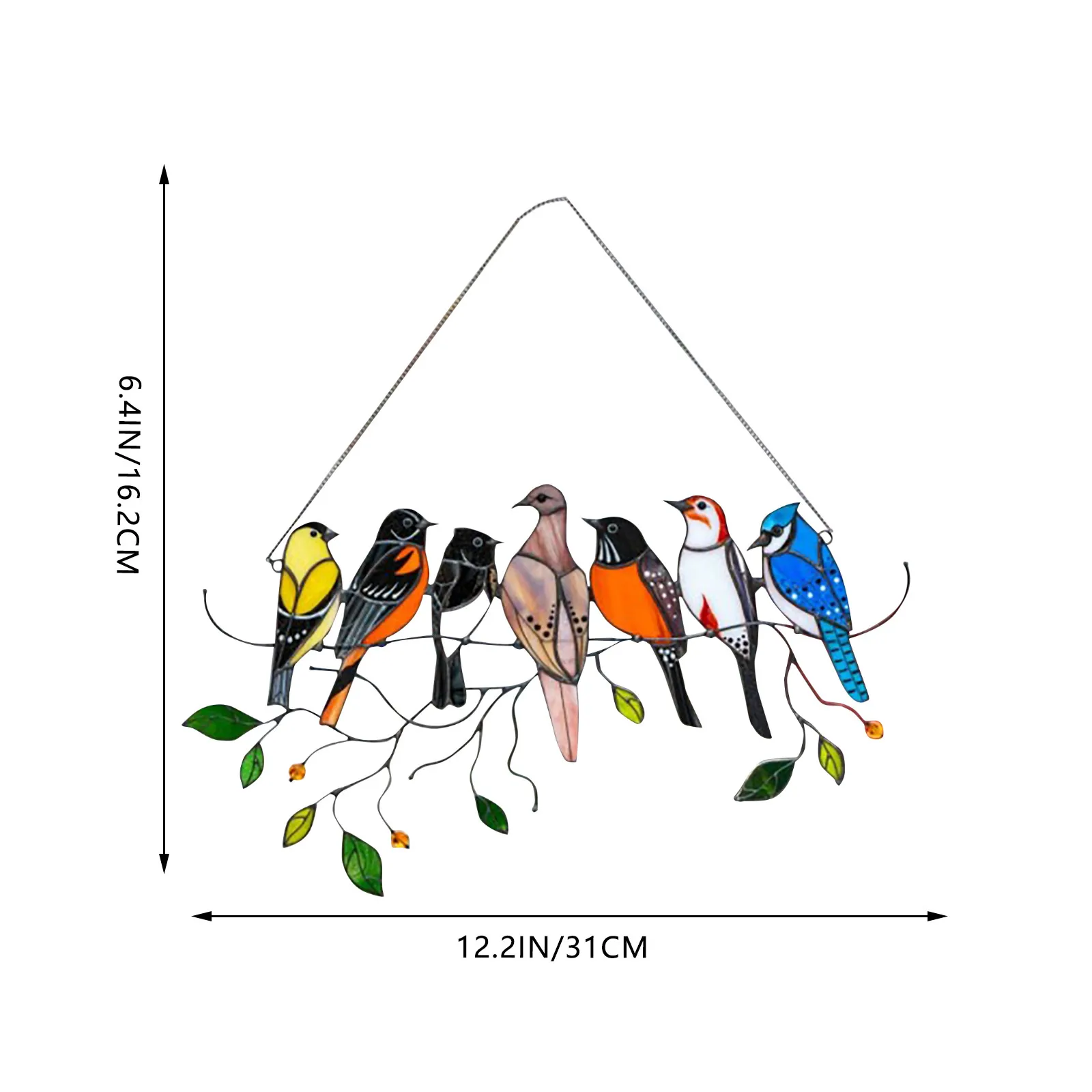Ветряные колокольчики на проводе с разноцветными птицами высоко окрашенный