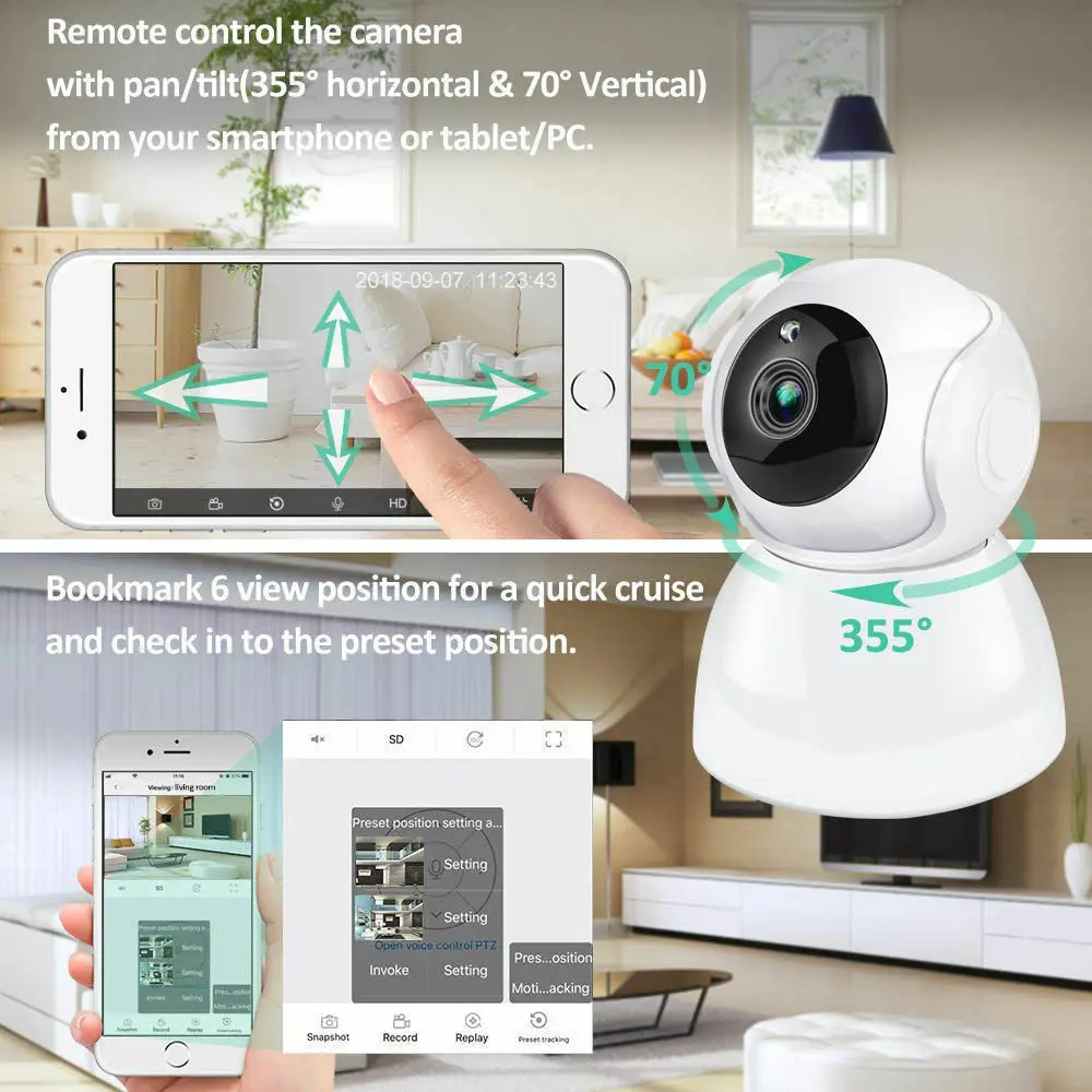HD 1080P домашняя ip-камера безопасности, беспроводная Смарт WiFi камера P2P IR Cut, ip-камера безопасности, детский монитор, ночное видение