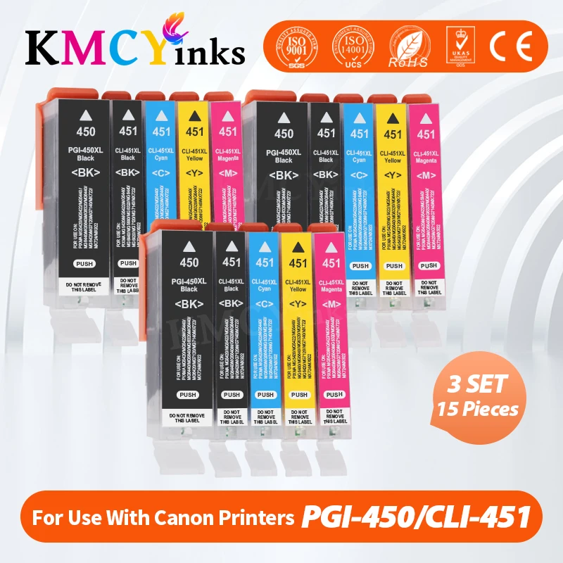 

KMCYinks Compatible ink Cartridge PGI-450 CLI-451 BK C M Y GY for Canon PIXMA MG6340 MG7140 iP8740 MG7540 MG6320 printers Ink