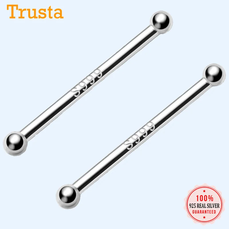 Женские серьги гвоздики ElfoPlataSi сережки с двумя концами из стерлингового серебра