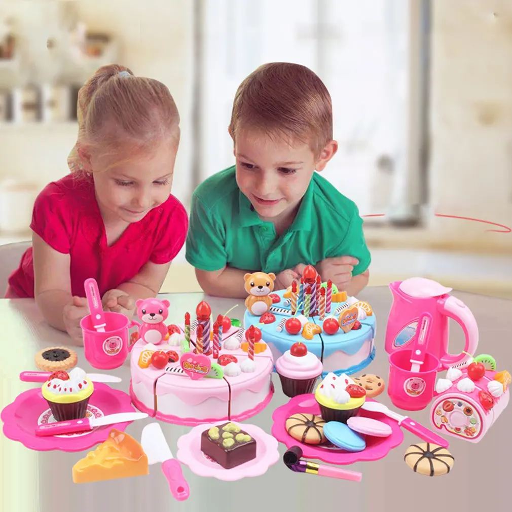 

37pcs Protend Play Fruit Cuting Birthday Toy DIY Kitchen Toys Cake Food boys Girls Gift For Children Educational