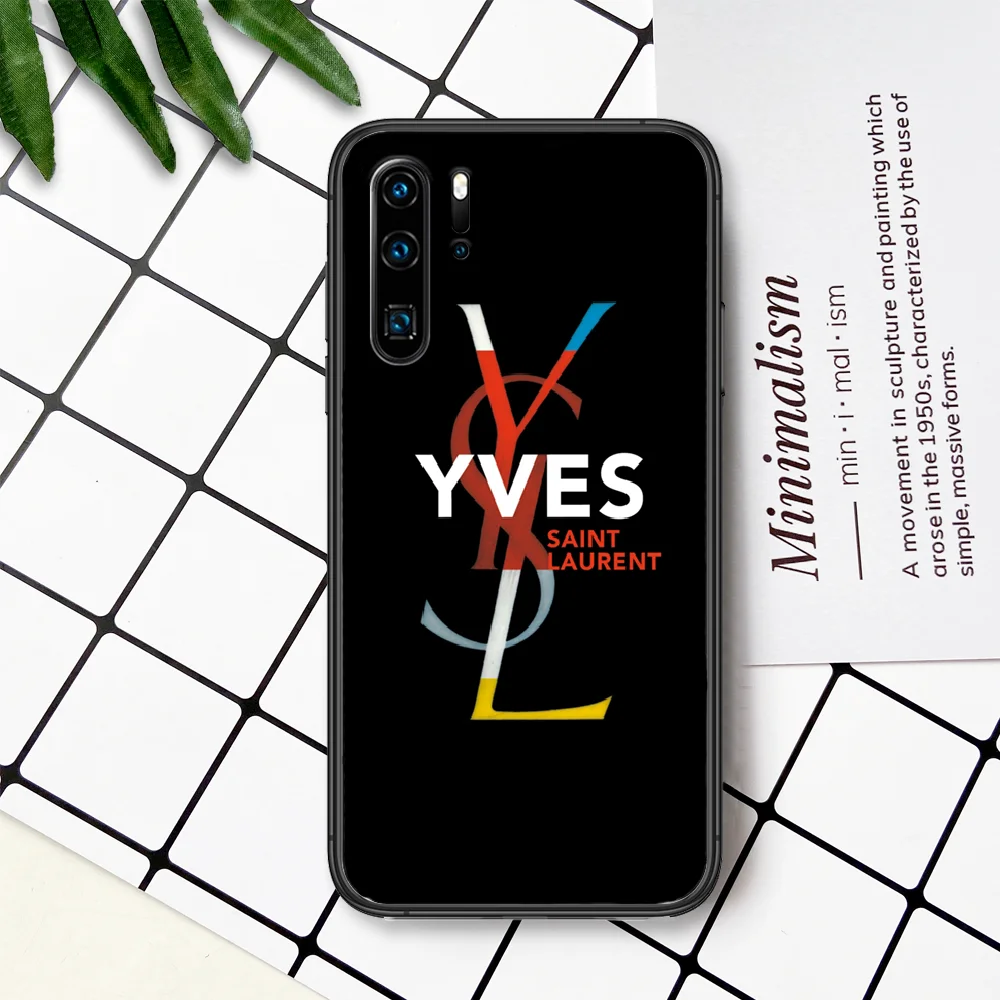 

French Luxury Brand Y-YSLS Phone Case For Huawei P Mate Smart 10 20 30 40 Lite Z 2019 Pro black Coque 3D Back Painting Etui