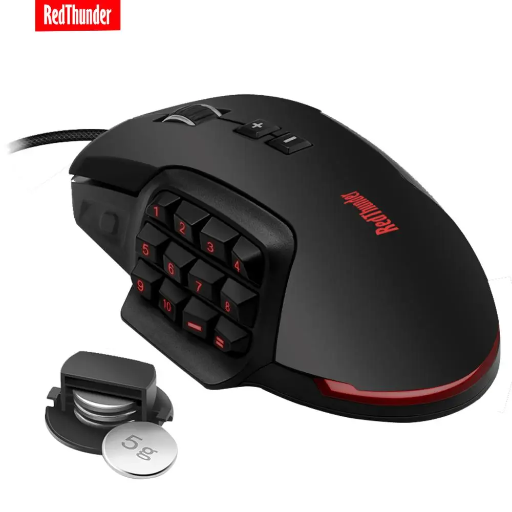 Игровая мышь RedThunder MMO 10000 DPI 17 клавиш программируемая высокочувствительная RGB с
