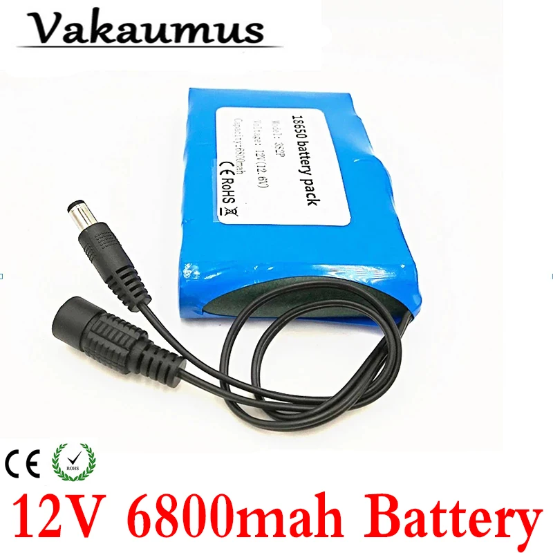 

Портативный аккумулятор 12 В для видеонаблюдения, 3S, BMS, аккумуляторная батарея большой емкости, DC, 12 А