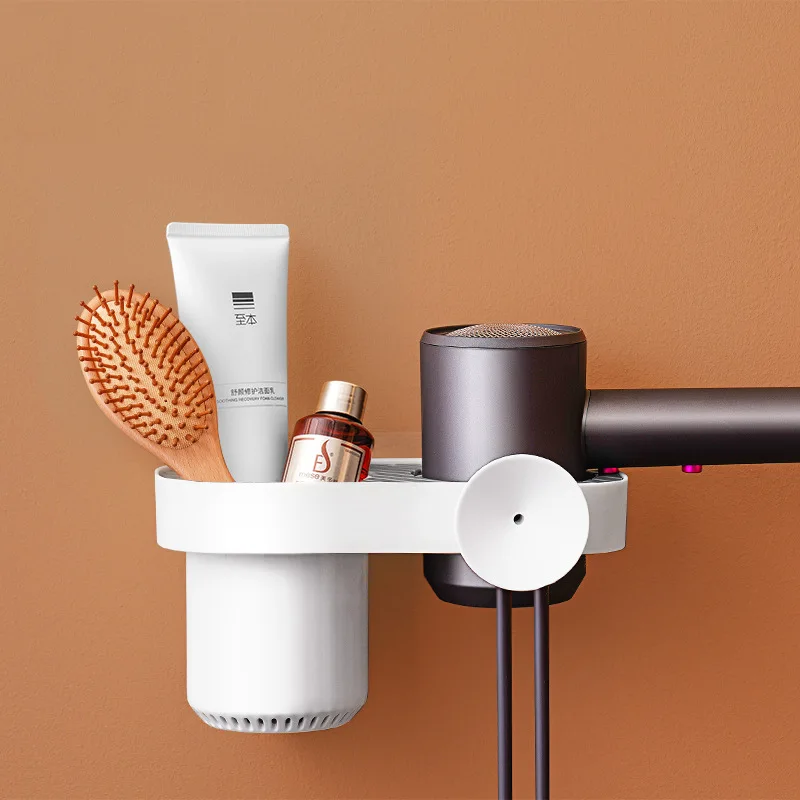 

Hair Dryer Holder Rack Bathroom Shelf Storage Wall-mounted Organizer Waterproof Nail-freel Bedroom Hair Dryer shelves Storages