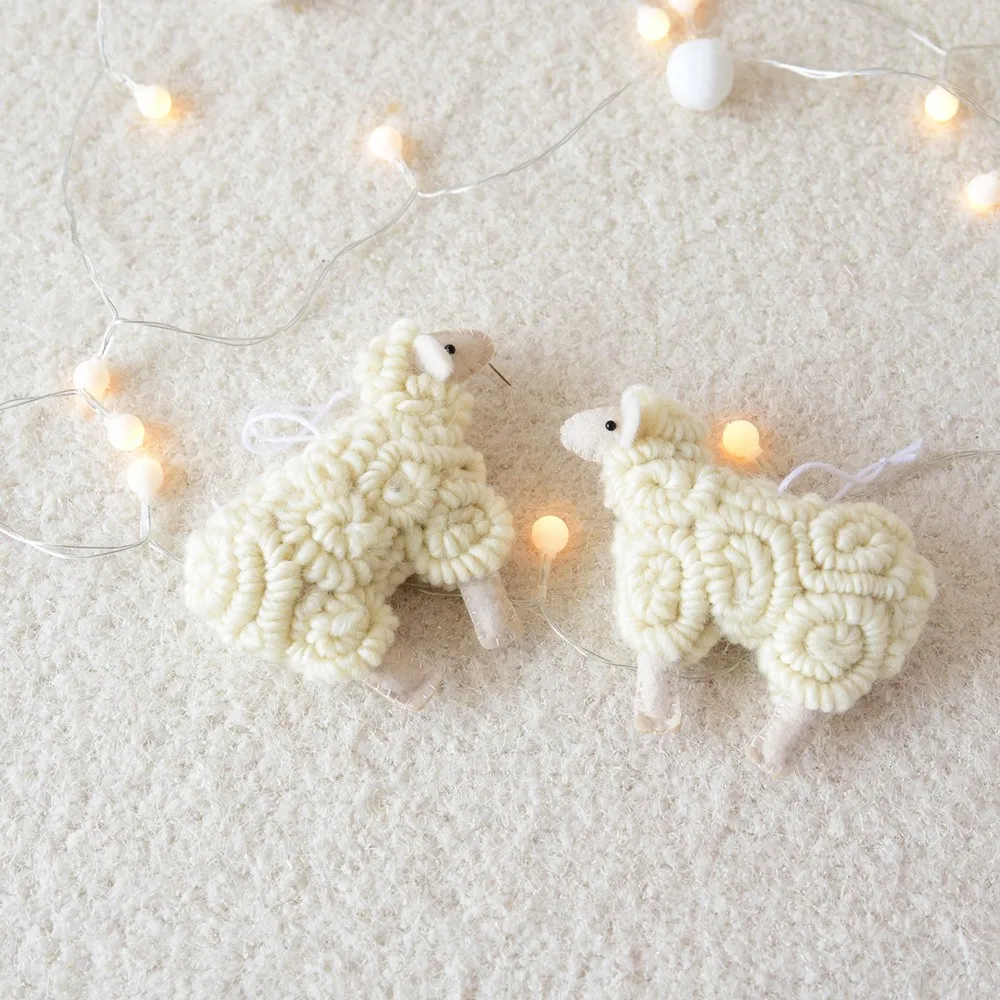 1PC Cute White Sheep Christmas Tree Pendant Xmas Tree Hanging Ornament Christmas Decoration Knitting Toy#T2