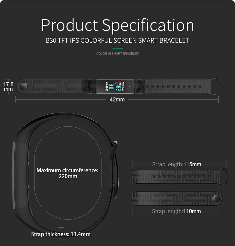 B30 Bluetooth спортивные 3D UI Смарт-часы для женщин и мужчин пульсометр Монитор артериального давления Браслет Водонепроницаемый фитнес-трекер группа