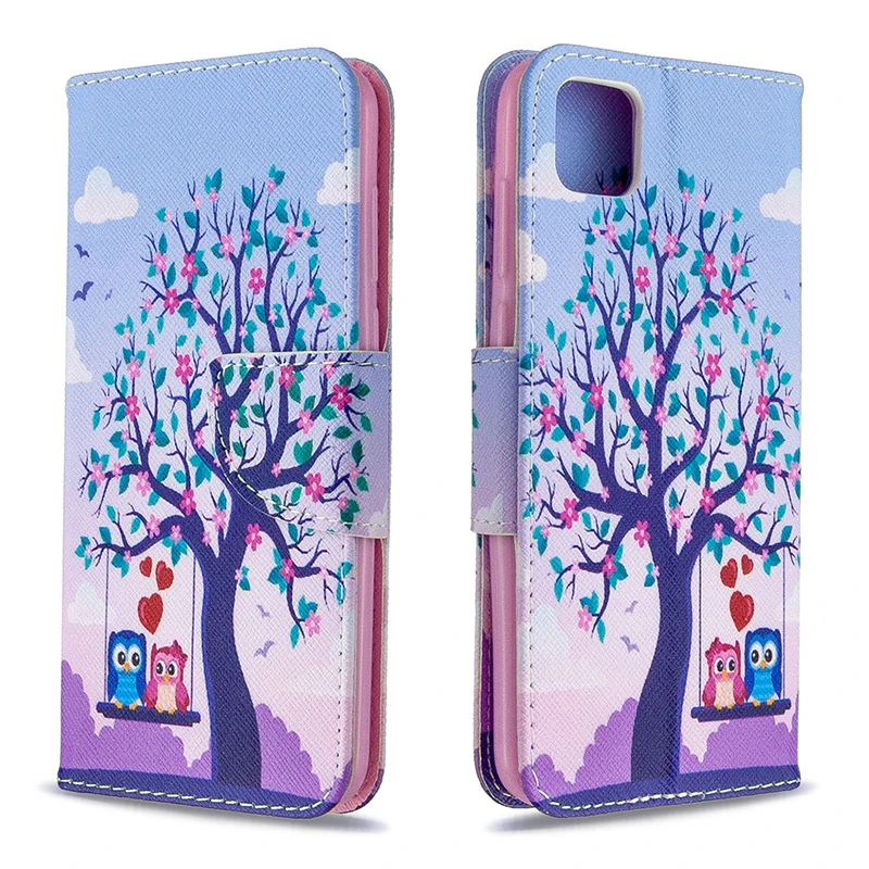 

Cute Cartoon Leather Case For HuaWei Honor 9S 9A 9X LITE 20S Y7A PSMART Y5 Y6 Y7 P Invisible Bracket Card Holder Wallet Cover