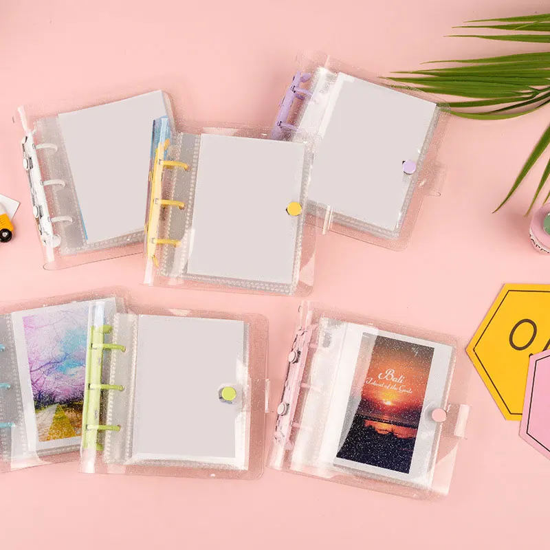 

20 Pages Mini 4-inch Pink Purple Binder Notebook Cover & Photo Organizer Diary Agenda Planner Bullet Cover School Stationery