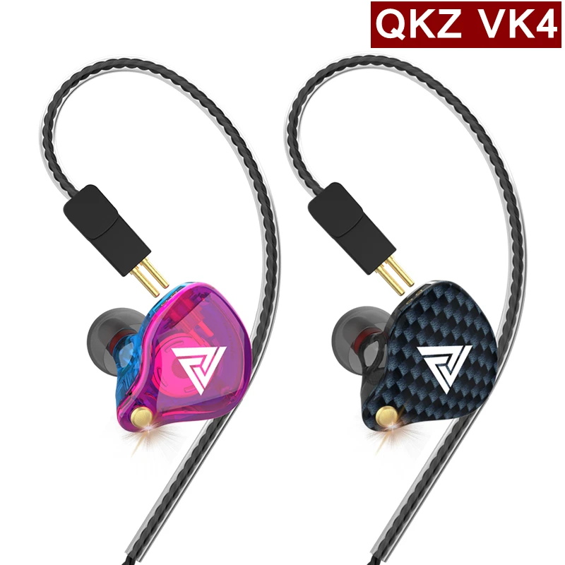 

Original QKZ VK4 Double Driver Wired Headphones Pluggable Wired Earphone Bass Stereo HiFi Headset Musician Monitor Earphones