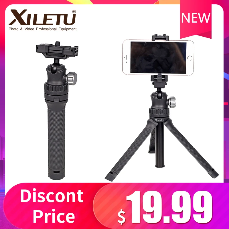 

XILETU CB-2 3 in1 Selfie Stick 76cm Mini Table Tripod Stand w 1/4 Install Screw Cold Shoe Mount For Smart Phones Cameras Gopros
