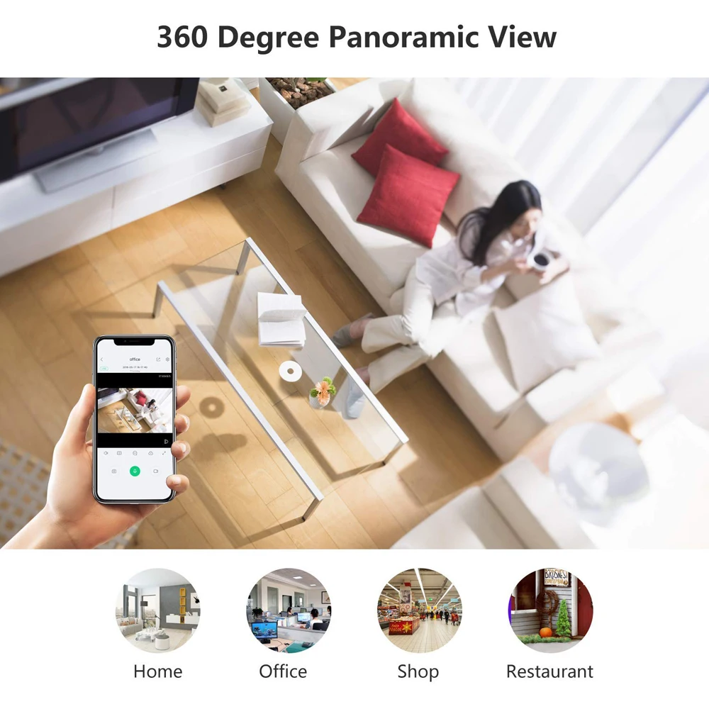 IP-камера рыбий глаз с углом обзора 360 градусов HD 960P Wi-Fi | Электроника