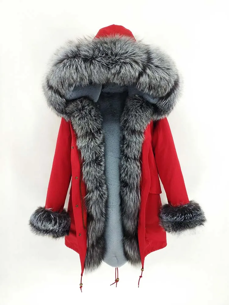24 silver fur Шуба пальто женское жакет с мехом лисы Пальто воротник мех лисы Капюшон пальто короткая парка длинный зимний жакет камуфляж - Цвет: 24 silver fur