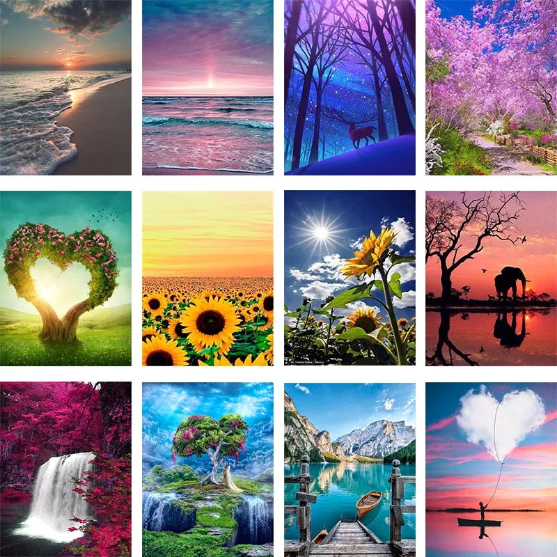 

5D DIY Full Mosaic Diamond Painting Landscape Flower Seaside Diamond Embroidery Cross Stitch Wall Room Decorative Art
