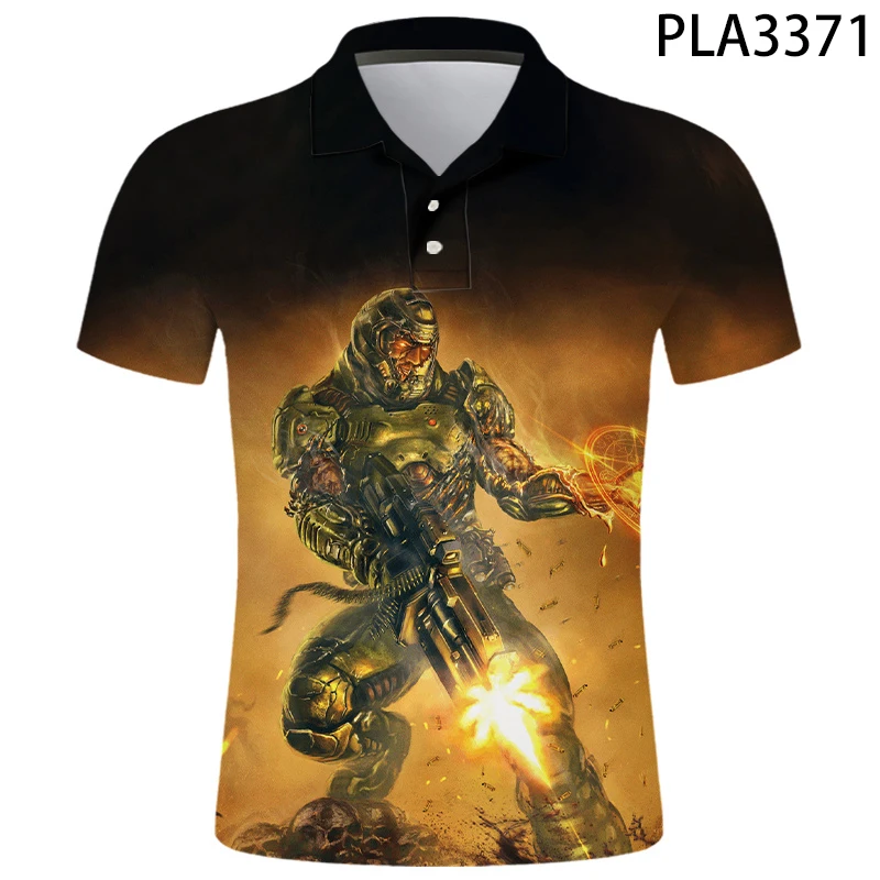 

Мужская летняя рубашка-поло с коротким рукавом и 3D-принтом