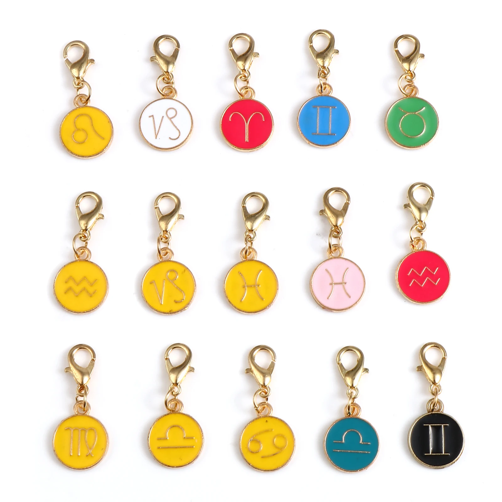 

12PCs/Set Constellation Series Knitting Stitch Markers Zinc Alloy Gold Color Pendant Multicolor For Knitting Tools DIY Findings