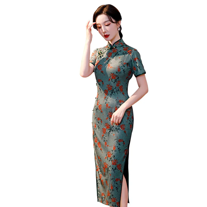 

Paragraphs In Early Spring Restoring Ancient Ways Improved Young Collar Long Printing Cultivate Morality Dress Wind Cheongsam