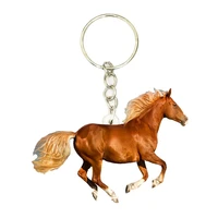 horse racing acrylic keyring fashion animal stainless steel keychains men key chain ring boyfriend gift gifts for women keyring