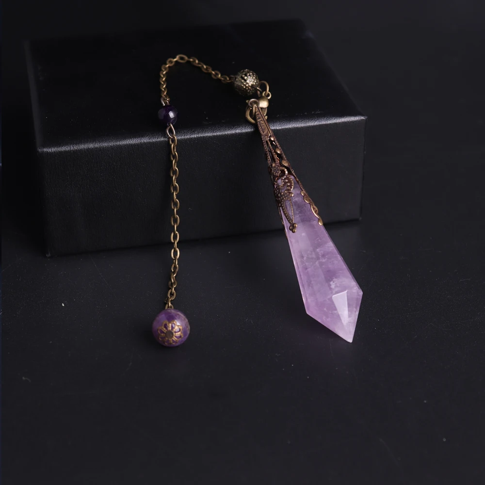 

High Quality Natural Stone Facet Amethysts Pendulum for Dowsing Pendant Healing Purple Crystal Pendule Chakra Pendulum Jewelry